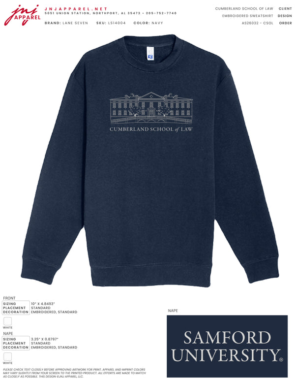 Cumberland School of Law Embroidered Sweatshirt